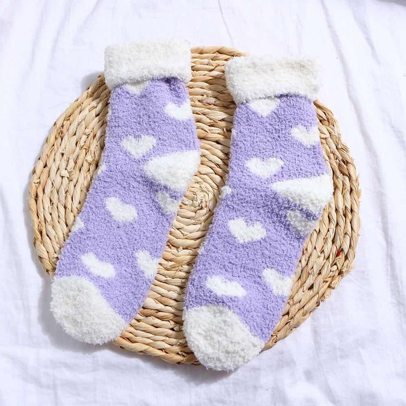 Autumn Winter Socks Female Thick Warm Floor Socks Wholesale Love Turned Cuff Casual Socks Fluffy Fuzzy Socks